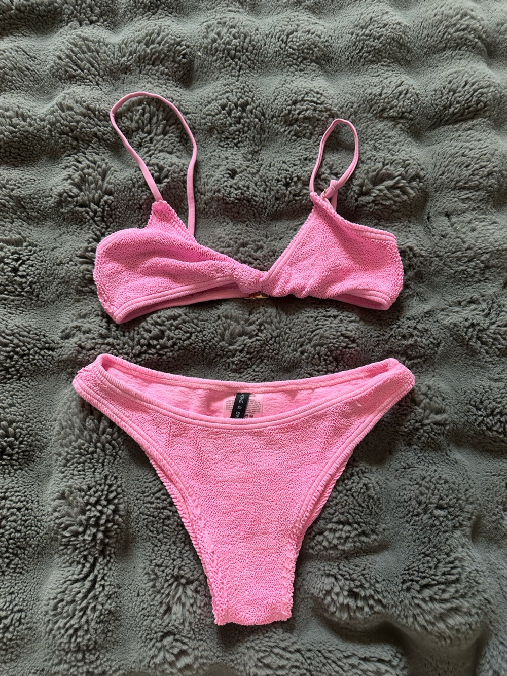 Terry Cloth Pink Bikini Set - Women's Swim Two-Piece